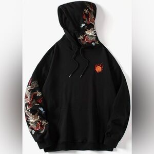 Black Hoodie with Red Embroidery